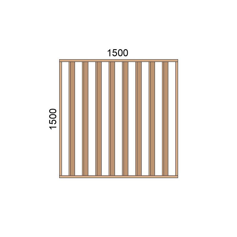 small-Claustra bois lames verticales inclinées L1500xH1500