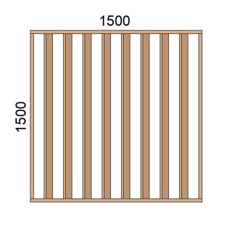 Claustra bois lames verticales inclinées L1500xH1500