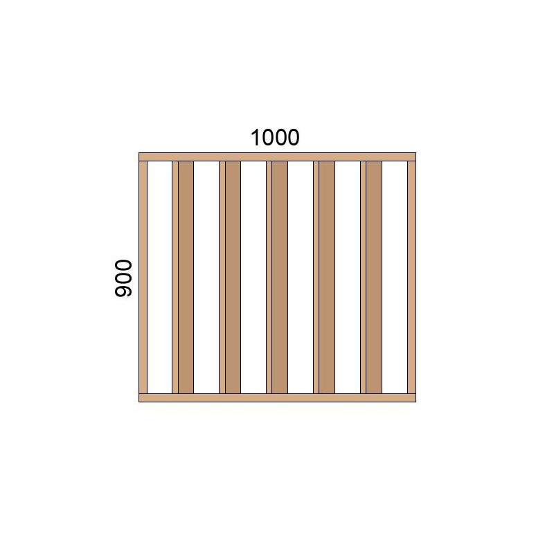 small-Claustra bois lames verticales inclinées L1000xH900