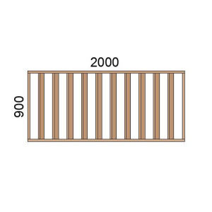 Claustra bois lames verticales inclinées L2000xH900
