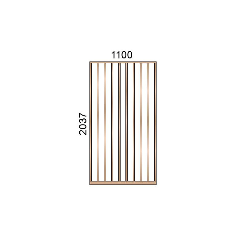 small-Claustra bois lames verticales ondulées L1100xH2037