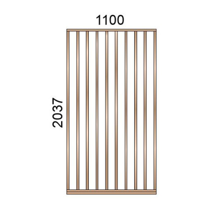 Claustra bois lames verticales ondulées L1100xH2037