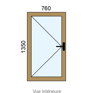 Fenêtre PVC plaxé 1 vantail L760 x H1350