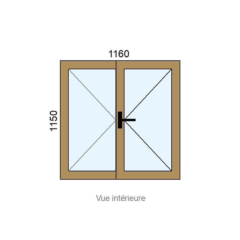 small-Fenêtre PVC plaxé 2 vantaux L1160 x H1150