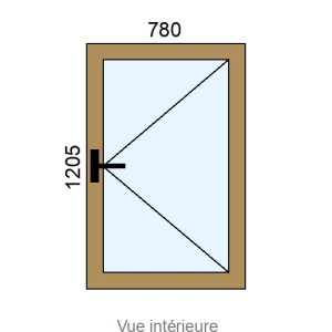 Fenêtre PVC plaxé 1 vantail L780 x H1205