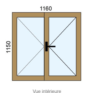 Fenêtre PVC plaxé 2 vantaux L1160 x H1150