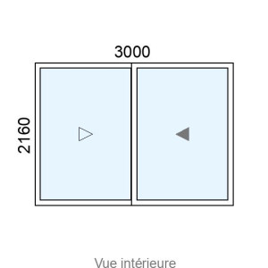 Baie coulissante Alu 2 vantaux L3000 x H2160