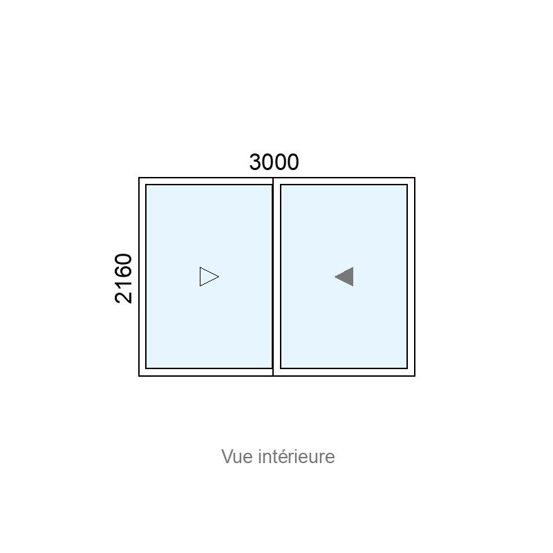 small-Baie coulissante Alu 2 vantaux L3000 x H2160