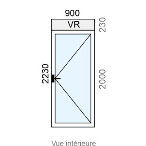 Porte-fenêtre Alu 1 vantail L900 x H2000