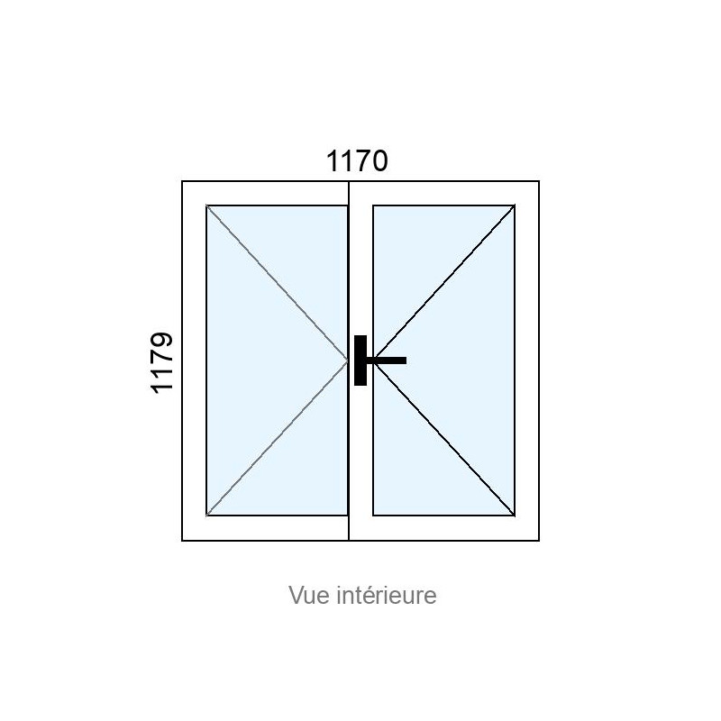 small-Fenêtre PVC 2 vantaux L1170 x H1179