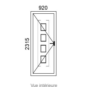 Porte d'entrée 1 vantail Hybride Alu/PVC ORIA4 VR ( avec vitrage, sans insert inox ) L920 x H2315