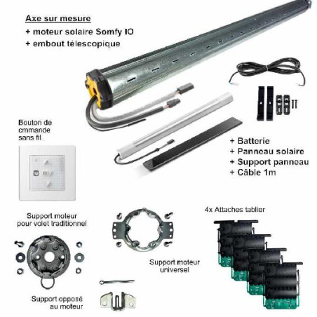 Kit de motorisation solaire radio IO pour volet roulant L1400 mm