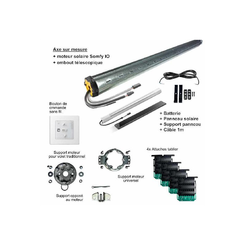 small-Kit de motorisation solaire radio IO pour volet roulant L1400 mm