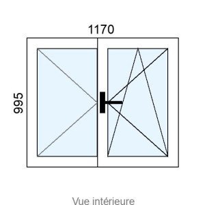 Fenêtre PVC OB 2 vantaux L1170 x H995