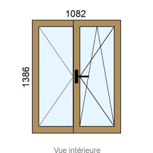 Fenêtre PVC plaxé OB 2 vantaux L1082 x H1386