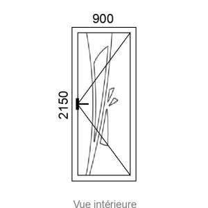 Porte d'entrée 1 vantail Hybride Alu/PVC ZENIA VI ( avec vitrage et inserts inox ) L900 x H2150