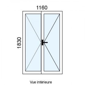 Fenêtre PVC 2 vantaux L1160...