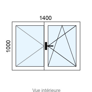 Fenêtre PVC plaxé OB 2 vantaux L1400 x H1000