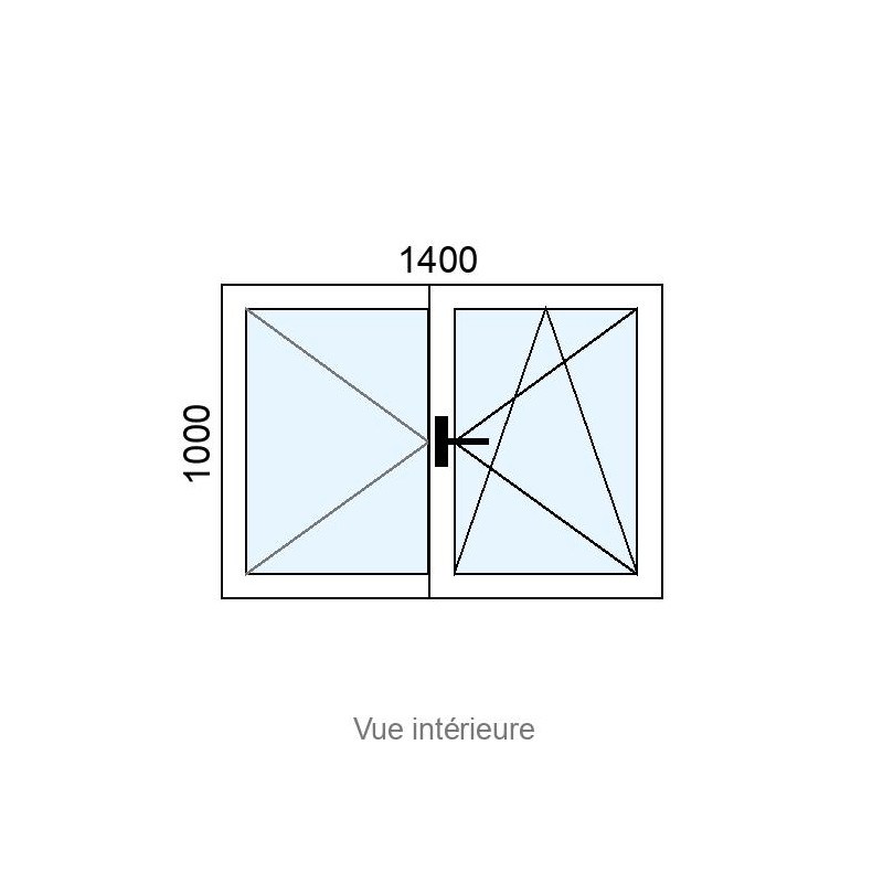 small-Fenêtre PVC plaxé OB 2 vantaux L1400 x H1000