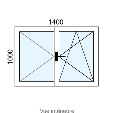 Fenêtre PVC plaxé OB 2 vantaux L1400 x H1000