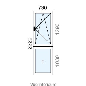 Fenêtre PVC OB 1 vantail  + allège Fixe L730 x H2320