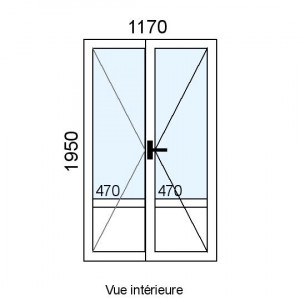 Porte-fenêtre PVC 2 vantaux...