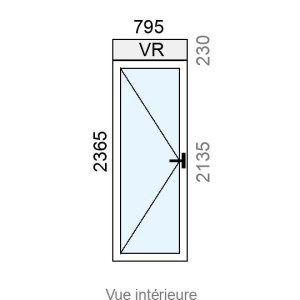 Porte-fenêtre Hybride 1 vantail L795 x H2135