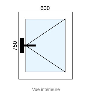 Fenêtre PVC 1 vantail L600 x H750