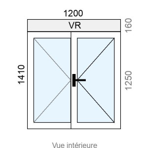 Fenêtre PVC 2 vantaux L1200 x H1250