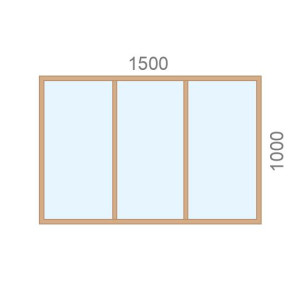 Verrière en bois L1500 x H1000