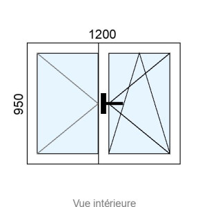 Fenêtre Alu OB 2 vantaux L1200 x H950