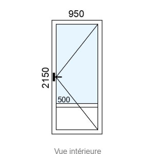 Porte-fenêtre Alu 1 vantail L950 x H2150