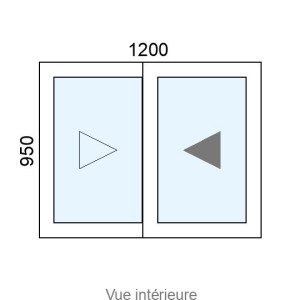 Fenêtre coulissante Alu 2 vantaux L1200 x H950