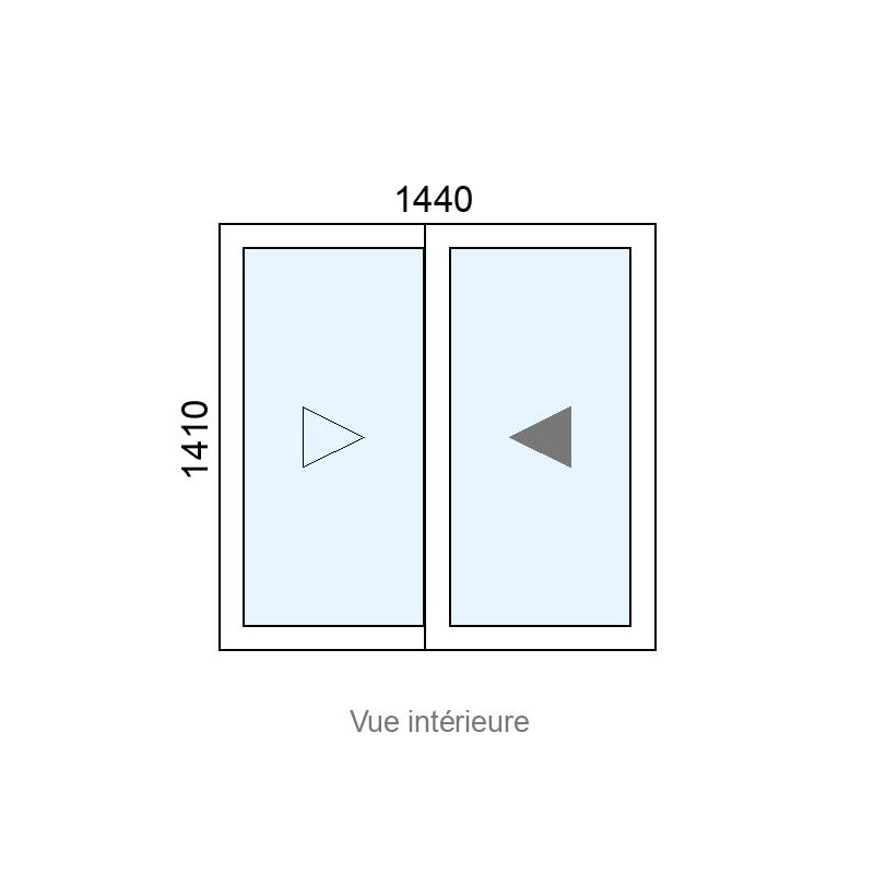 small-Fenêtre coulissante Alu 2 vantaux L1440 x H1410