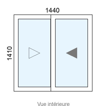 Fenêtre coulissante Alu 2 vantaux L1440 x H1410