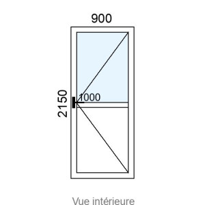 Porte-fenêtre Alu 1 vantail L900 x H2150