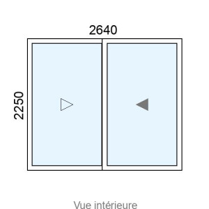 Baie coulissante Alu 2 vantaux L2640 x H2250