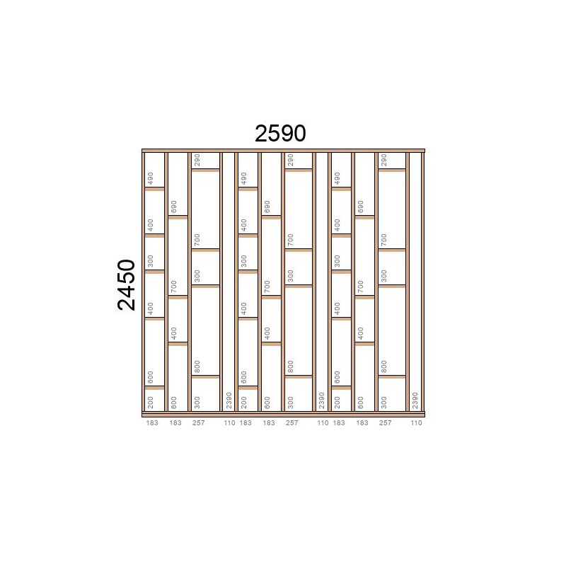 small-Claustra bois Modèle Elégance L2590xH2450