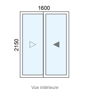 Baie coulissante Alu 2 vantaux L1600 x H2150