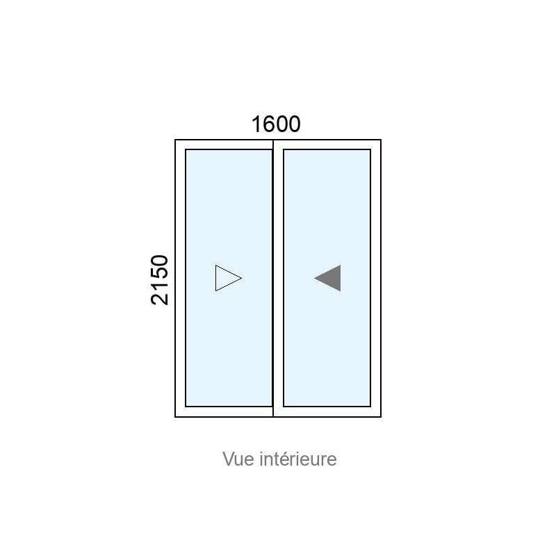 small-Baie coulissante Alu 2 vantaux L1600 x H2150