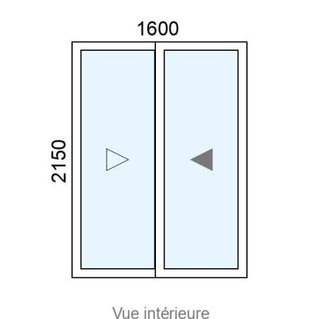 Baie coulissante Alu 2 vantaux L1600 x H2150