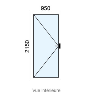 Porte-fenêtre Alu 1 vantail L950 x H2150