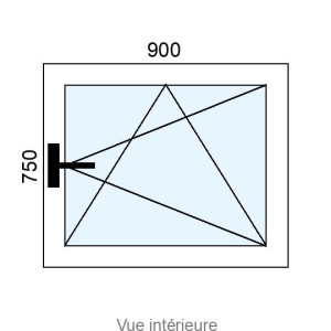 Fenêtre Hybride OB 1 vantail L900 x H750