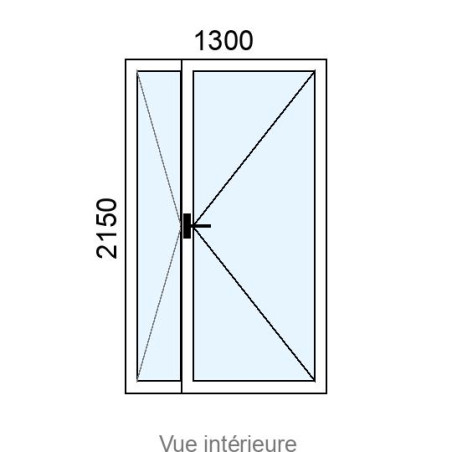 Porte-fenêtre Hybride 2 vantaux L1300 x H2150