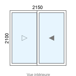 Baie coulissante Alu 2 vantaux L2150 x H2100