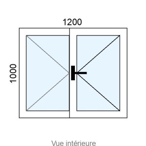 Fenêtre PVC plaxé 2 vantaux L1200 x H1000