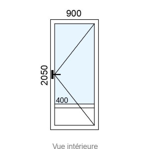 Porte-fenêtre PVC plaxé 1 vantail L900 x H2050