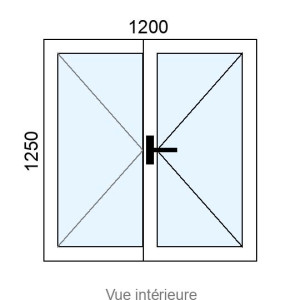 Fenêtre PVC plaxé 2 vantaux L1200 x H1250