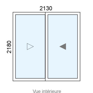 Baie coulissante Alu 2 vantaux L2130 x H2180