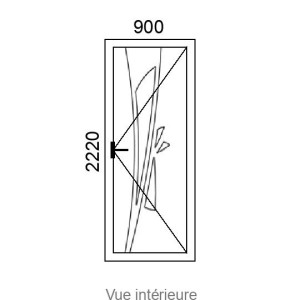 Porte d'entrée ALU 1 vantail ZENIA VI ( avec vitrage et inserts inox ) L900 x H2220